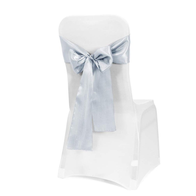 Obstal 50 PCS Satin Chair Sashes Bows for Wedding Reception- Universal Chair Cover Back Tie Supplies for Banquet, Party, Hotel Event Decorations - Image 1